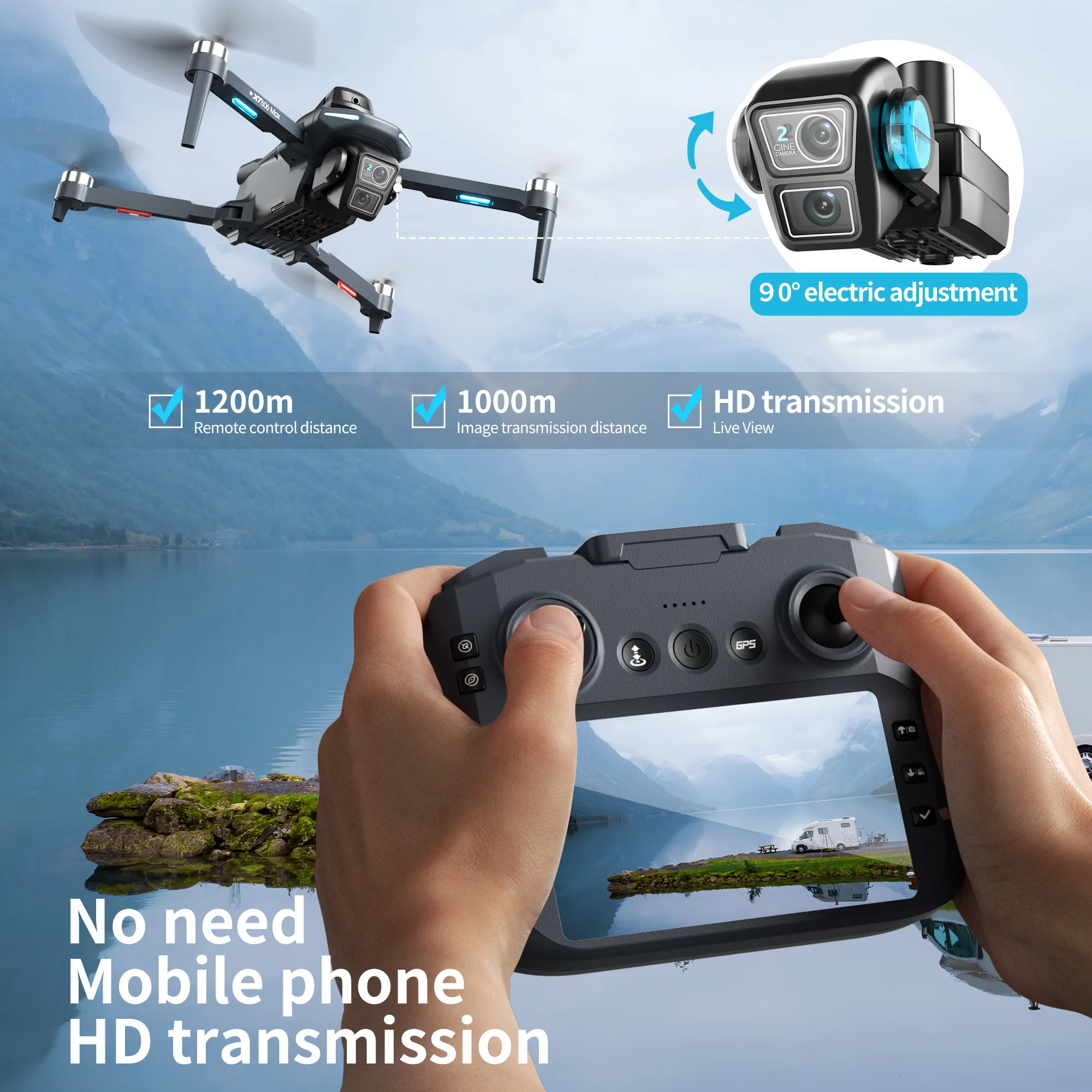 XT606 MAX GPS Drone 4k Profess - đánh giá và giá Drone Surveying